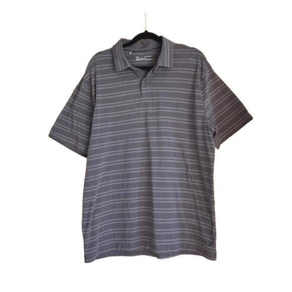 Men's Gray Under Armour Striped Polo Shirt XL